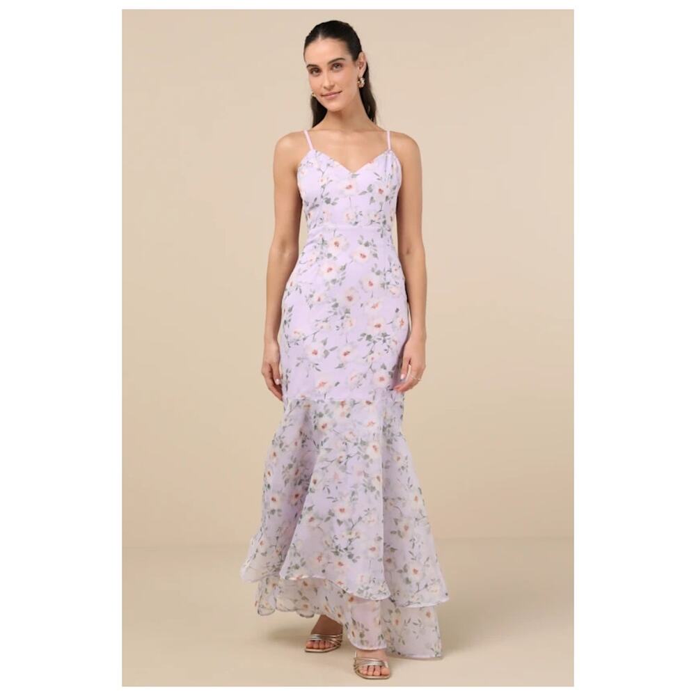 Lulu's Lavender Floral Maxi Dress